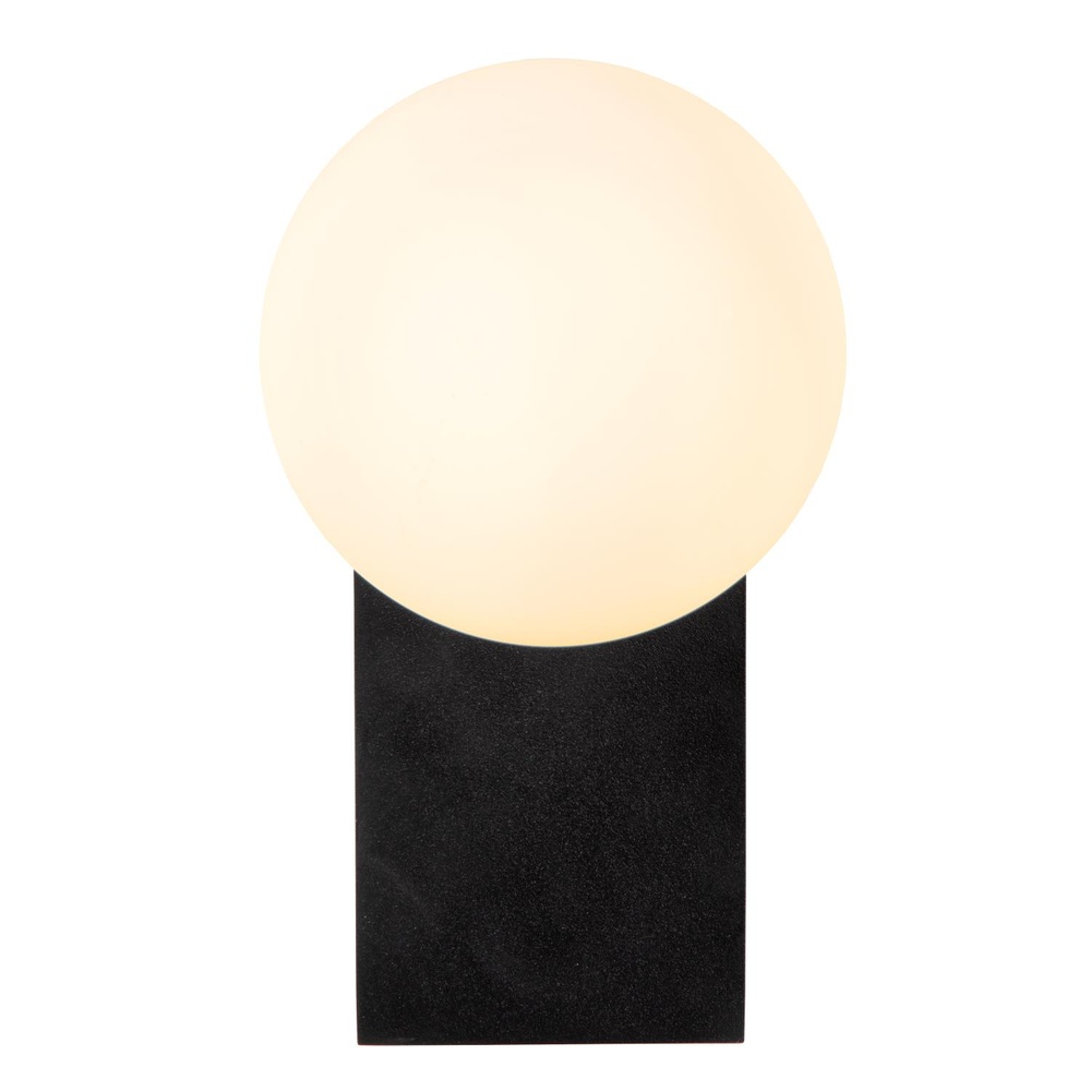Lucide WandlampTassa IP44 zwart met witte bol - 57250/10/30